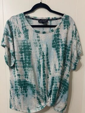 DKNY Green and White Tie-Dye Short Sleeve Tee